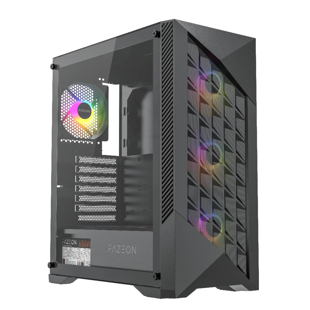 FAZEON F8 650W 80+ Bronze Tempered Glass Mesh 4x ARGB Fanlı USB 3.0 E-ATX Bilgisayar Kasası