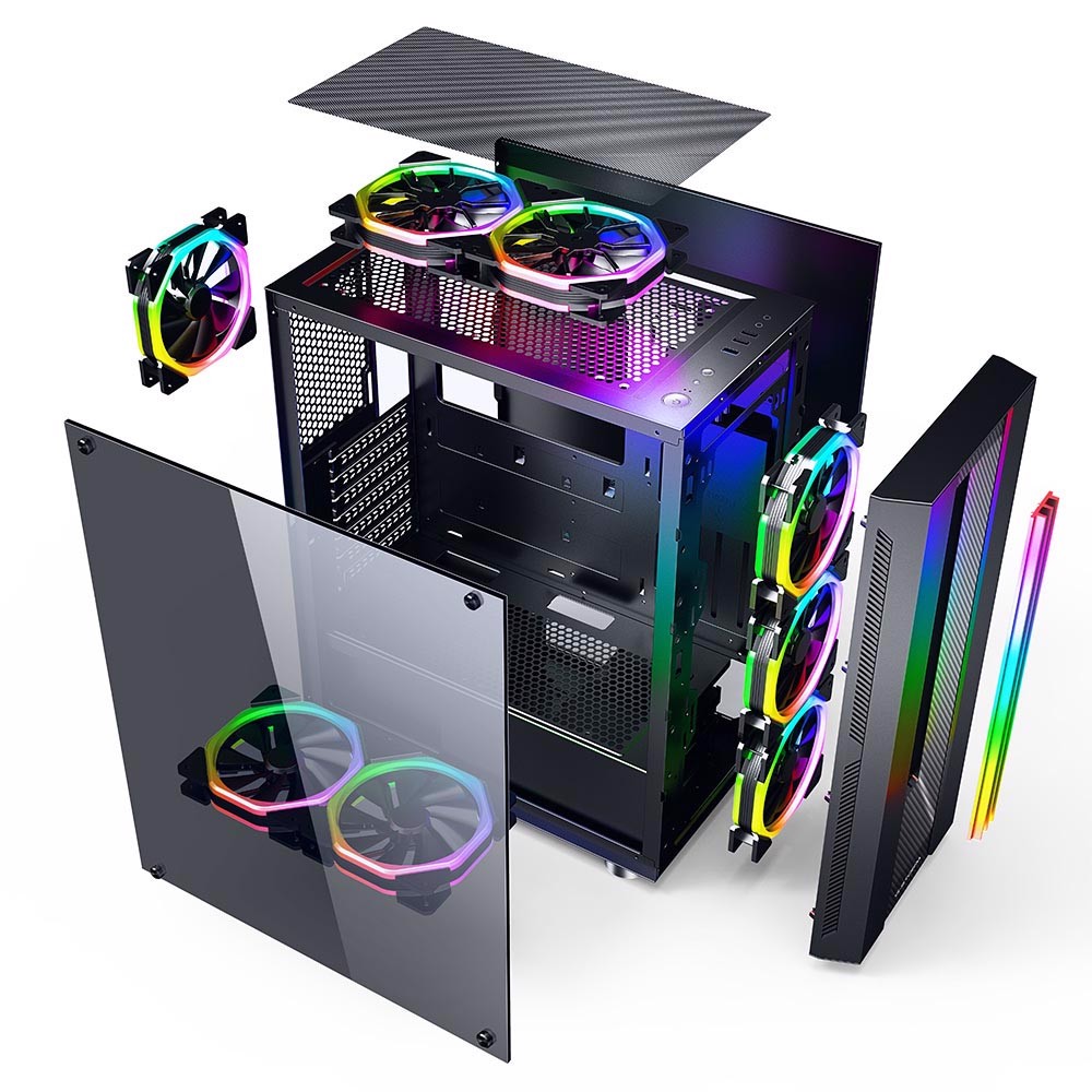 GameBooster GB-G3601B RGB Tempered Glass USB 3.0 Mid Tower Kasa