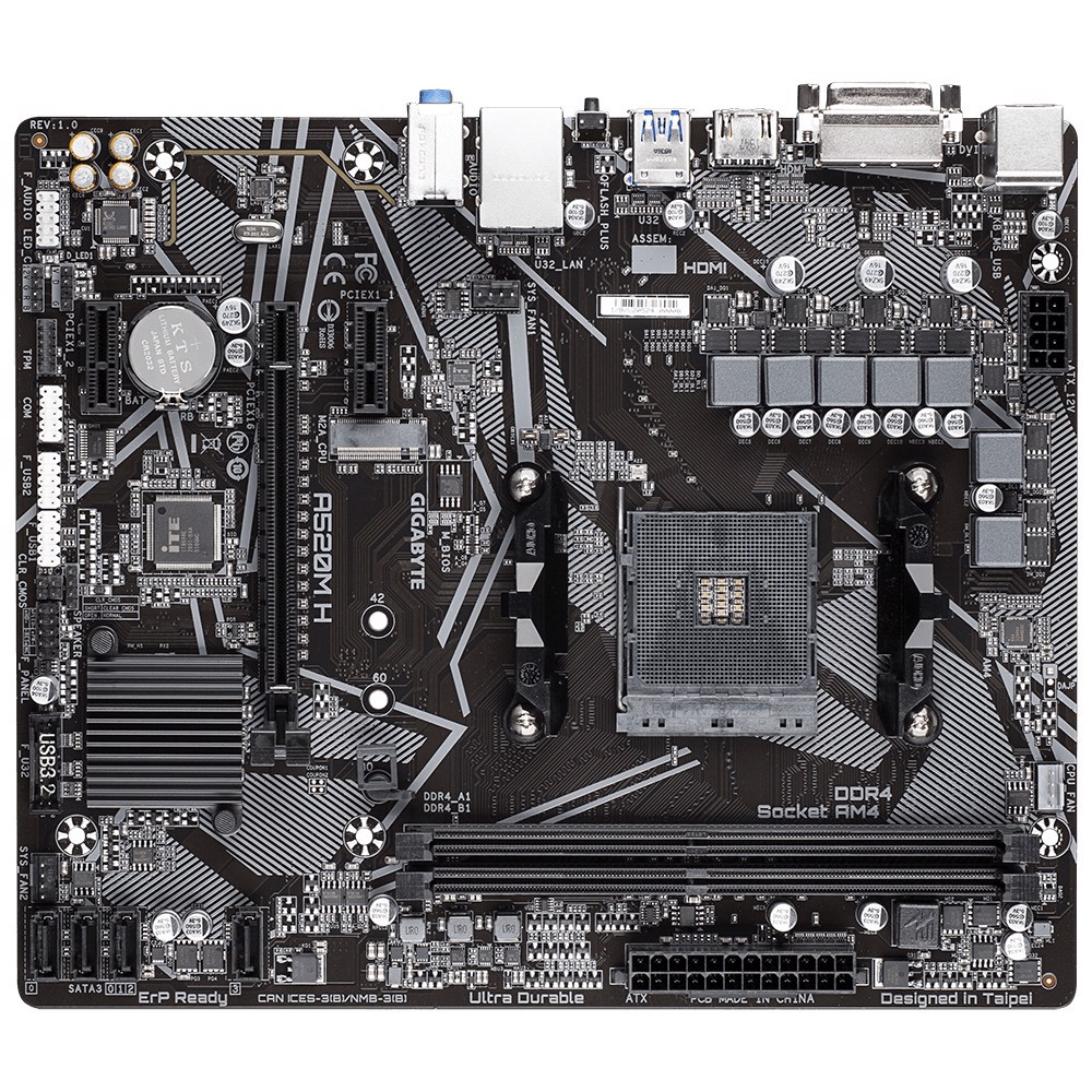 GIGABYTE A520M-H 5100Mhz(OC) DDR4 Soket AM4 M.2 DVI HDMI mATX Anakart