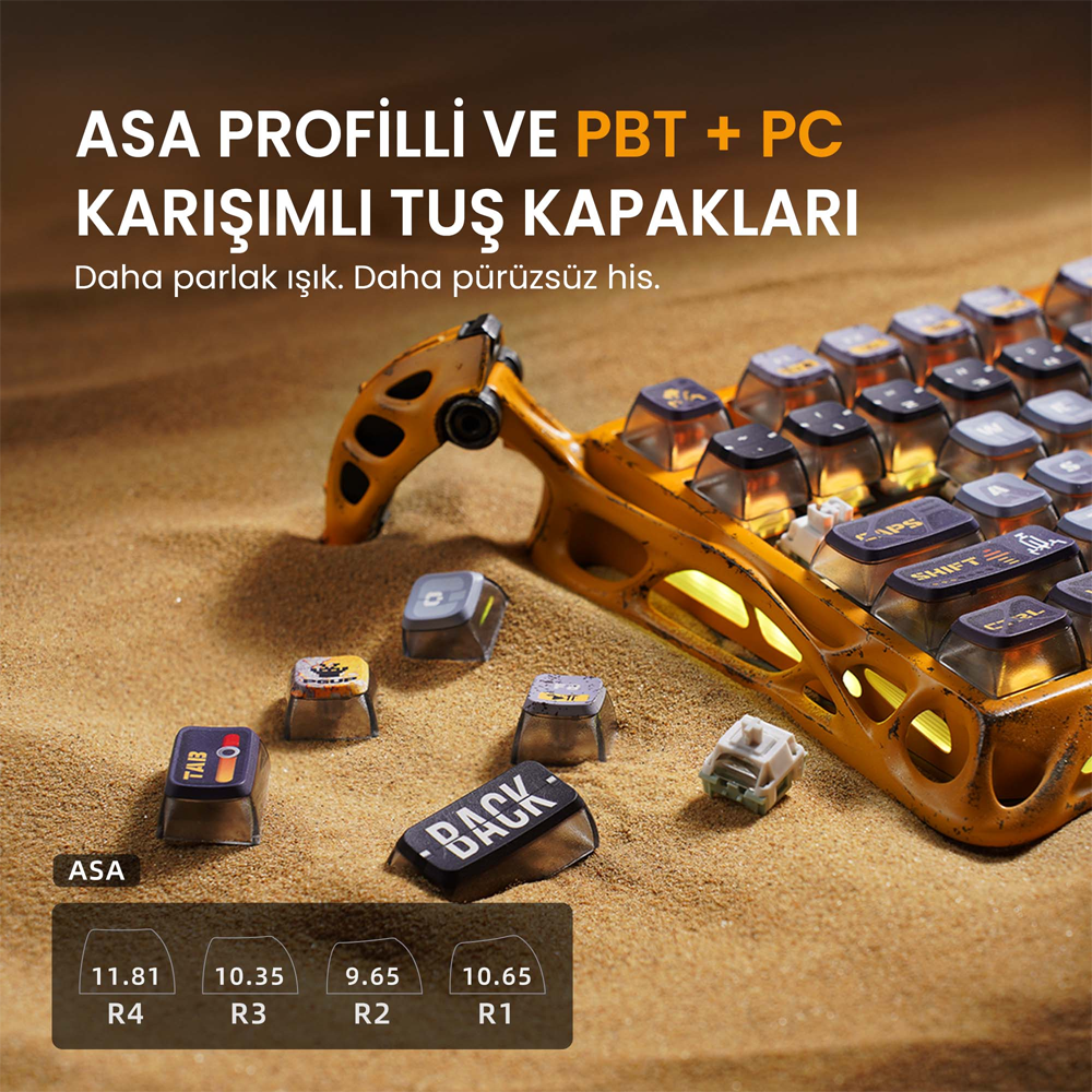 GravaStar Mercury K1 Pro RGB Linear Key Switch Ingilizce Q Battle