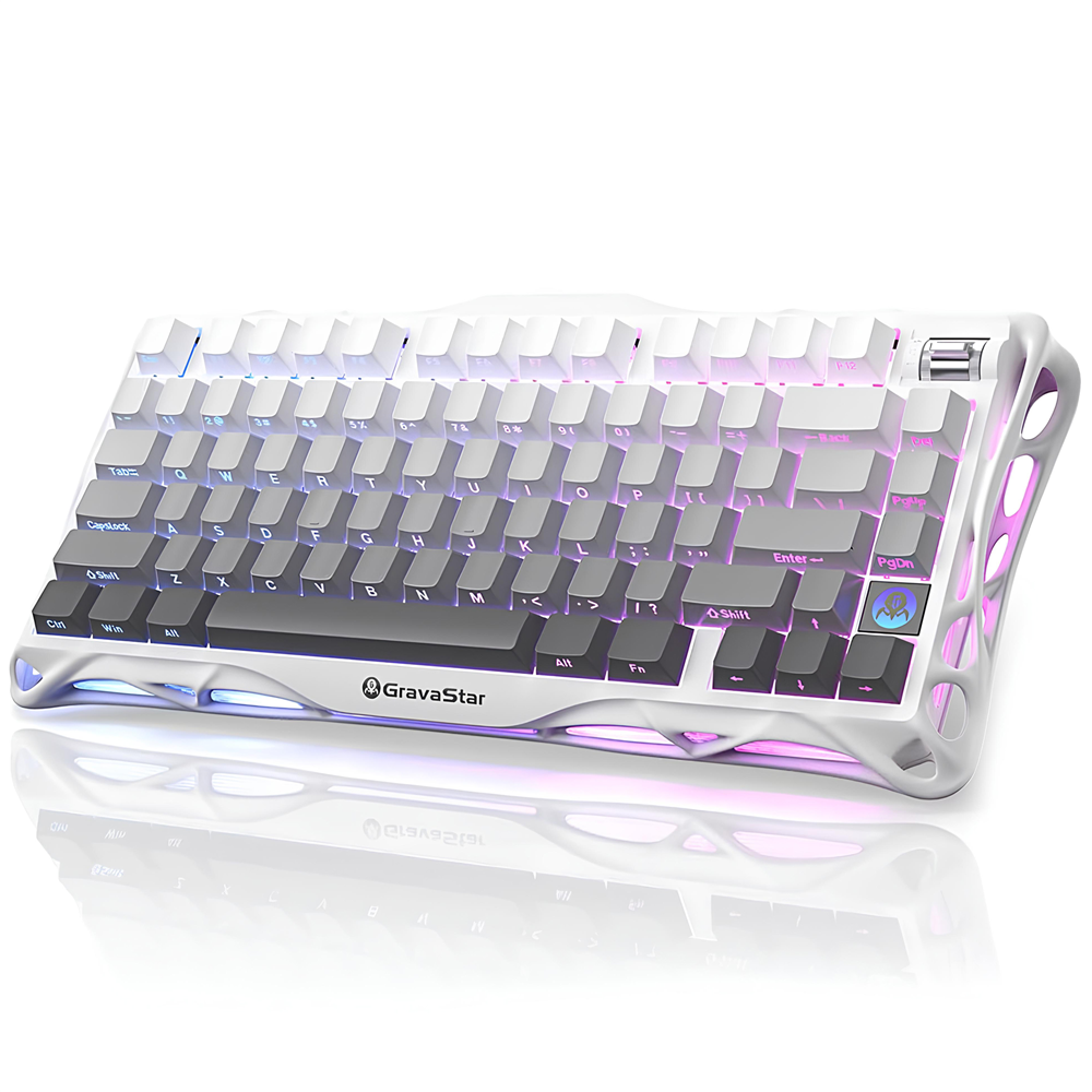GravaStar Mercury K1 RGB Linear Key Switch İngilizce Q Gradient White Kablosuz Gaming Klavye