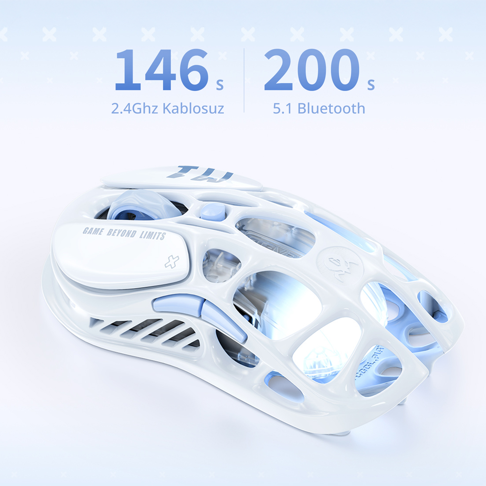 GravaStar Mercury M1 Pro RGB 26000 DPI 1000Hz Ice Blue Kablosuz Gaming Mouse