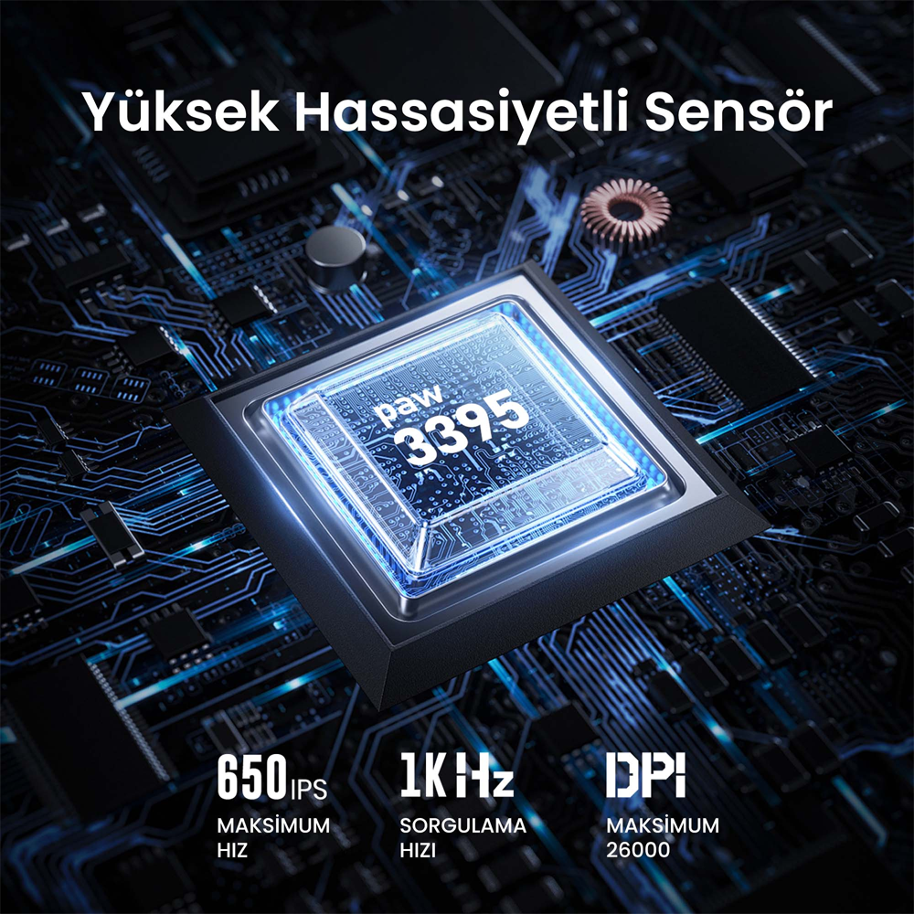 GravaStar Mercury M2 RGB 26000 DPI 1000Hz Siyah Şeffaf Kablosuz Gaming Mouse
