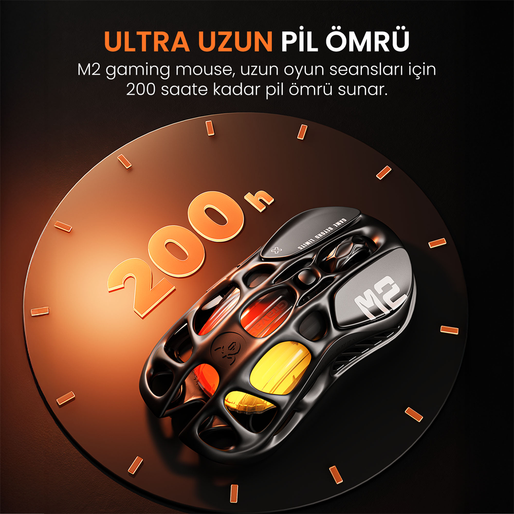 GravaStar Mercury M2 RGB 26000 DPI 1000Hz Stealth Black Kablosuz Gaming Mouse