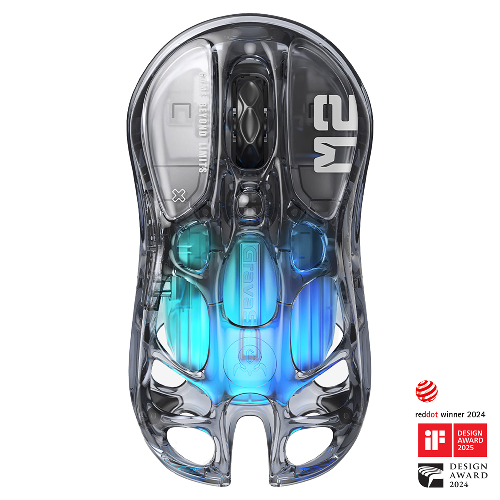 GravaStar Mercury M2 RGB 26000 DPI 1000Hz Siyah Şeffaf Kablosuz Gaming Mouse