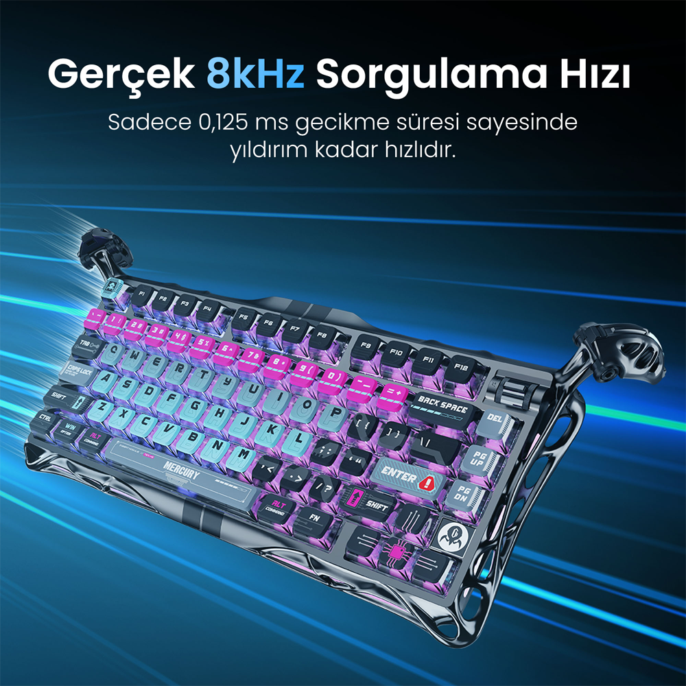 GravaStar Mercury V75 Pro RGB Manyetik Switch İngilizce Q Cyberpunk Kablolu Gaming Klavye