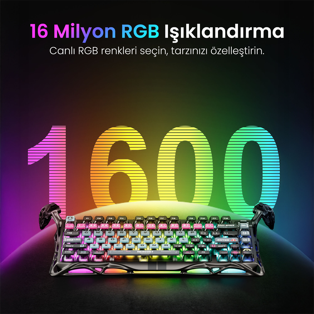 GravaStar Mercury V75 Pro RGB Manyetik Switch İngilizce Q Cyberpunk Kablolu Gaming Klavye