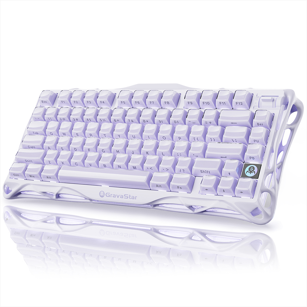 GravaStar Mercury V75 RGB Manyetik Switch İngilizce Q Lavender Purple Kablolu Gaming Klavye