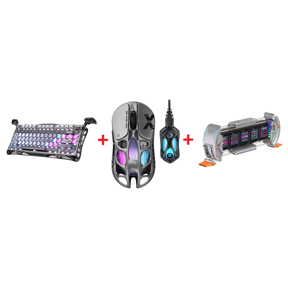 GravaStar Mercury K1 Pro Klavye + GravaStar Mercury XPro Mouse + Divoom Times Gate 5 RGB Gaming Aksesuar Bundle Paket