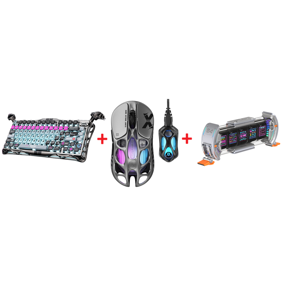 GravaStar Mercury V75 Pro Klavye + GravaStar Mercury XPro Mouse + Divoom Times Gate 5 RGB Gaming Aksesuar Bundle Paket