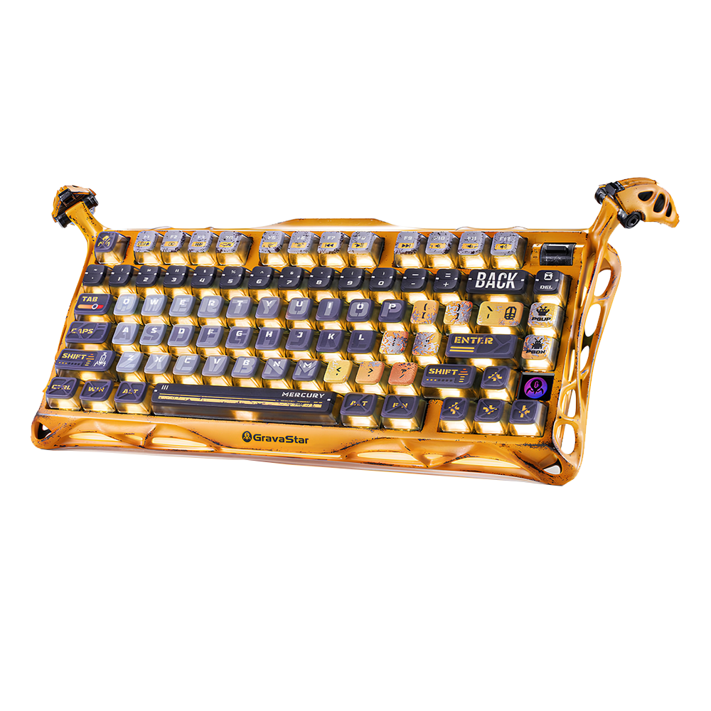 GravaStar Mercury K1 Pro RGB Linear Key Switch İngilizce Q Battle-Worn Yellow Kablosuz Gaming Klavye