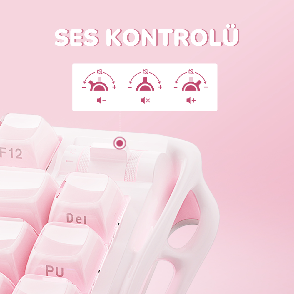 GravaStar Mercury K1 RGB Linear Key Switch İngilizce Q Sakura Pink Kablosuz Gaming Klavye