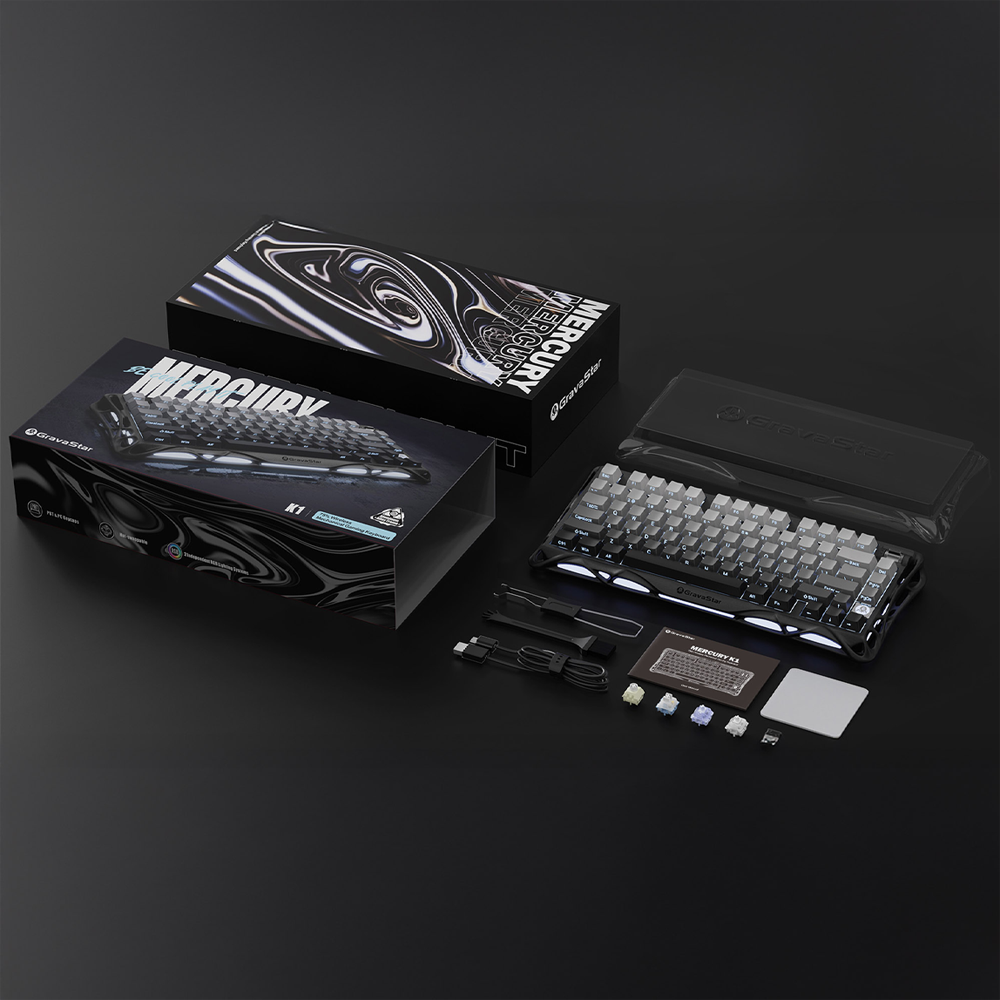 GravaStar Mercury K1 RGB Linear Key Switch İngilizce Q Gradient Black Kablosuz Gaming Klavye