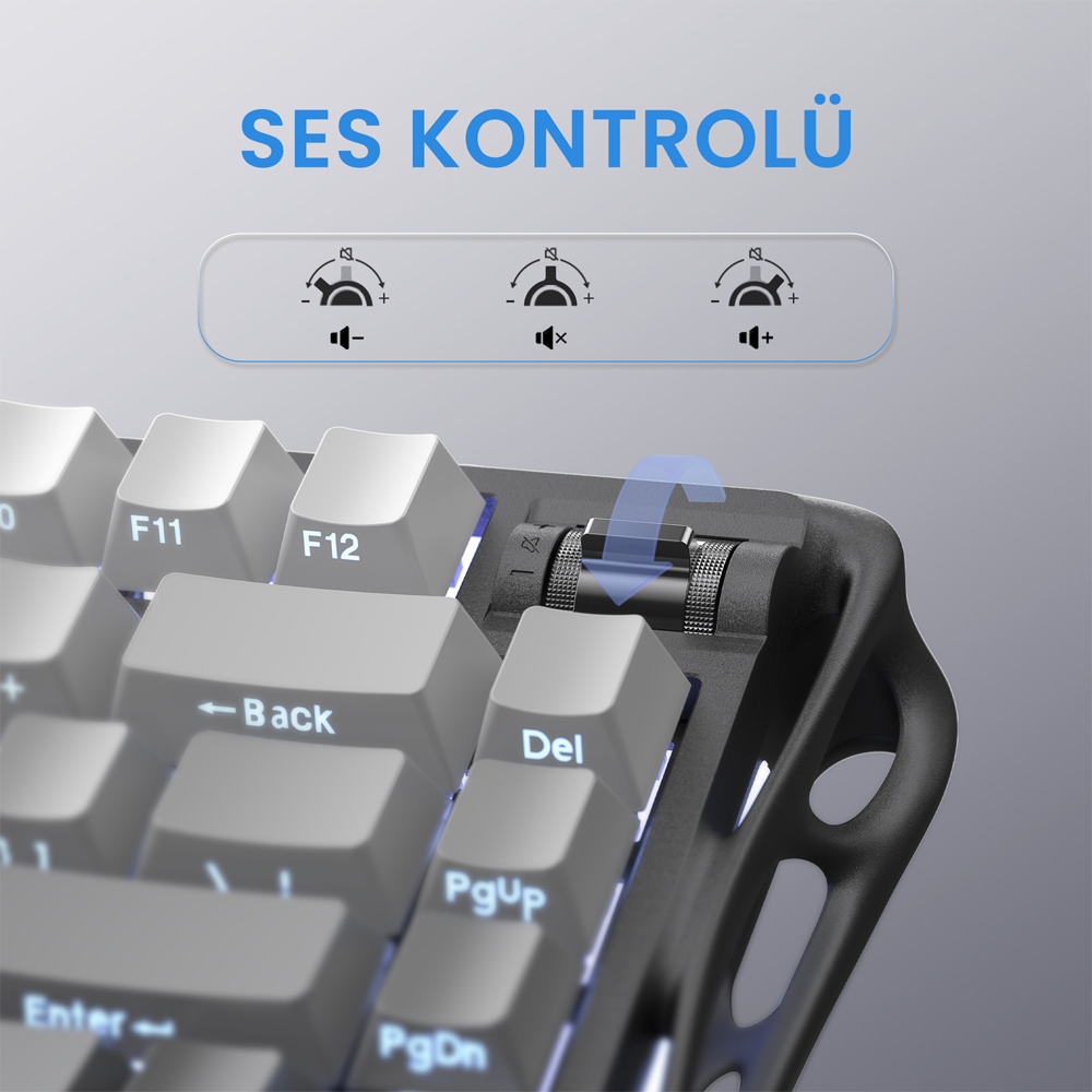 GravaStar Mercury K1 RGB Linear Key Switch İngilizce Q Gradient Black Kablosuz Gaming Klavye