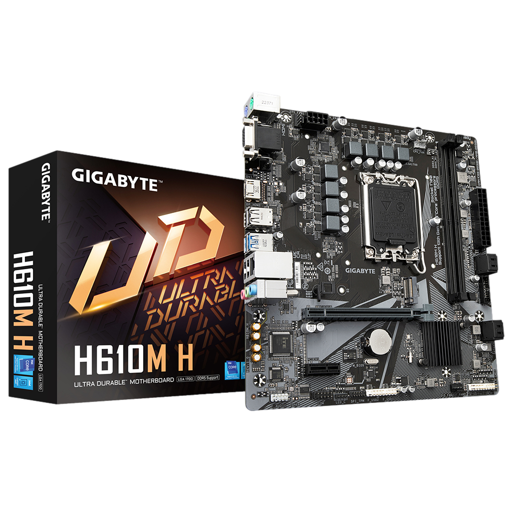GIGABYTE H610M H 5600MHz DDR5 Soket 1700 M.2 USB 3.2 HDMI D-Sub mATX Anakart görsel 1