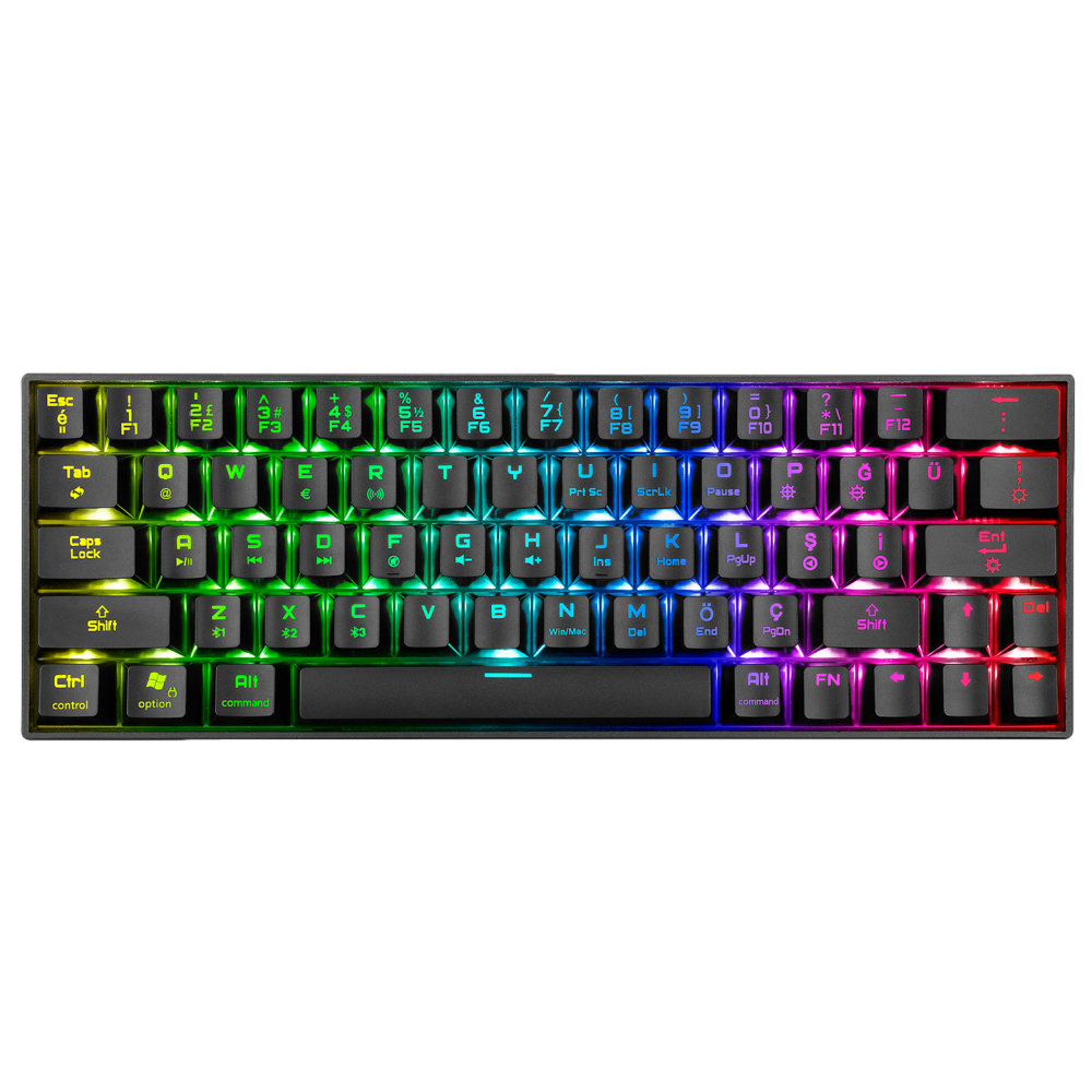 Rampage KB-RX63 B-ATOM RGB RED SWITCH Mekanik Q 63 Tuşlu Siyah Bluetooth Mini Gaming Klavye
