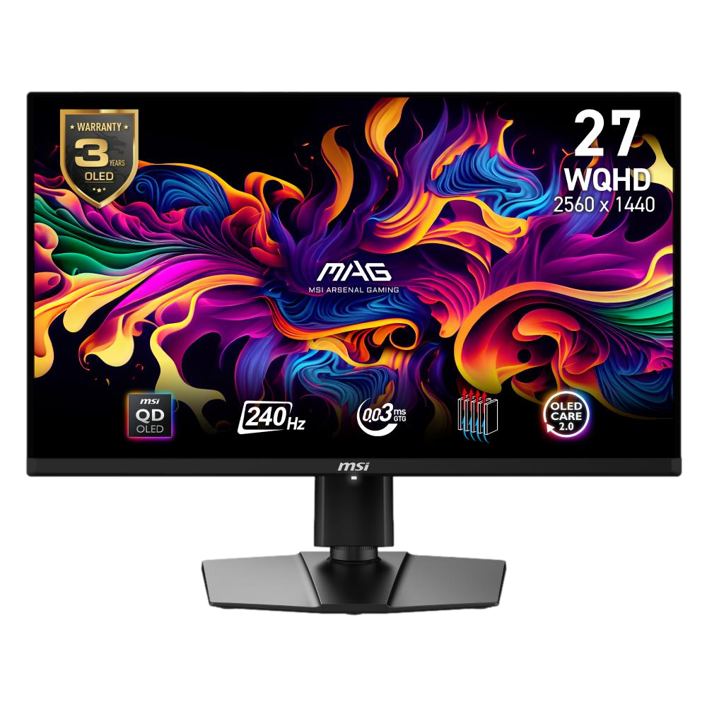 MSI MAG 271QPX QD-OLED E2 26.5" 240Hz 0.03ms HDMI DP USB 2.0 Type-C(15W) Adaptive Sync Pivot HDR400 WQHD QD-OLED Gaming Monitör