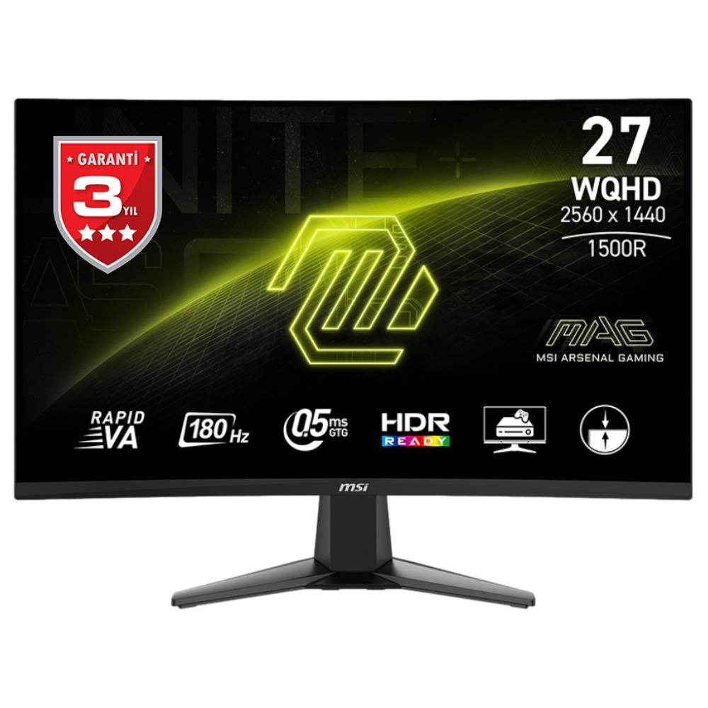 MSI MAG 27CQ6F 27" 180Hz 0.5ms HDMI DP FreeSync WQHD Rapid VA Curved 1500R Gaming Monitör