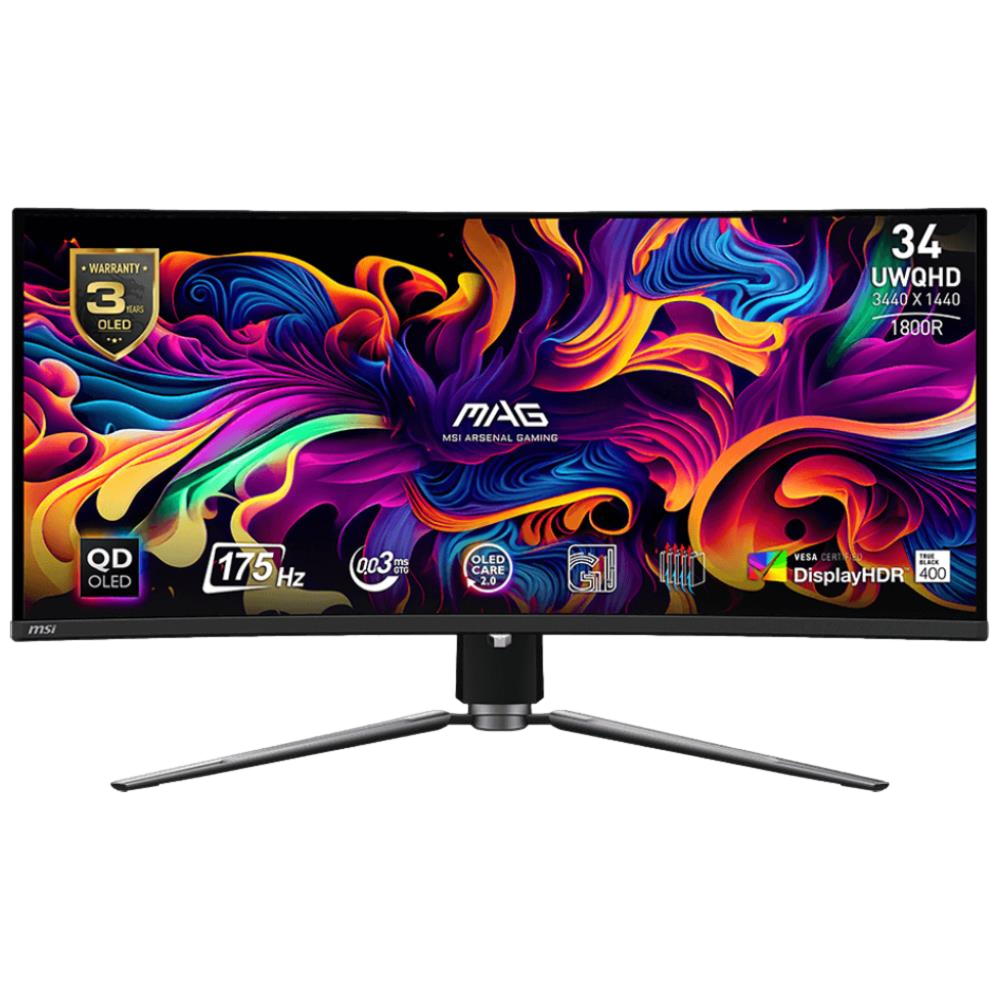 MSI 34" MAG 341CQP QD-OLED 175Hz 0.03ms HDMI DP Type-C USB2.0 FreeSync Premium Pro UWQHD QD-OLED Gaming Monitör