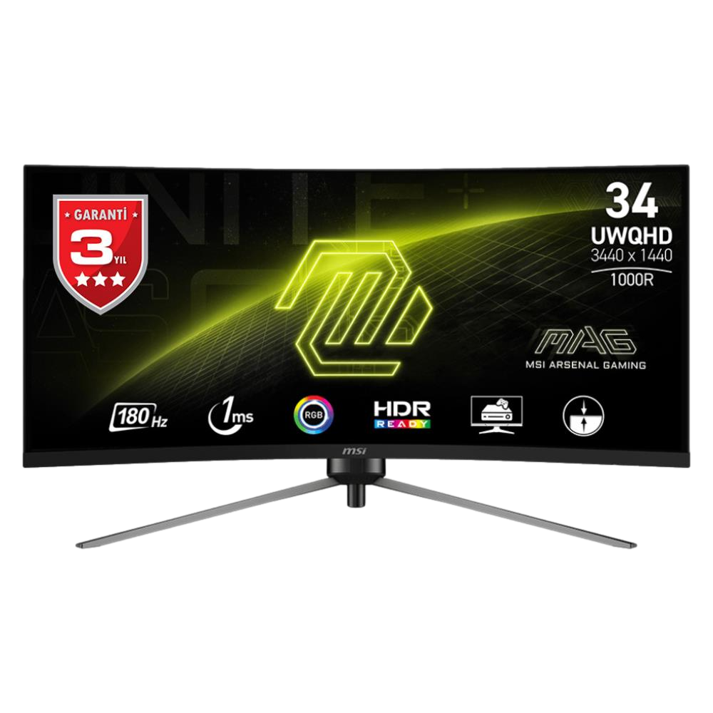 MSI MAG 345CQR 34" 180Hz 1ms HDMI DP FreeSync Premium HDR Ready UWQHD VA Curved 1000R Gaming Monitör