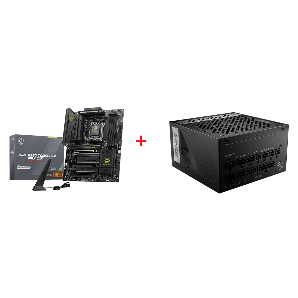 MSI MAG B850 TOMAHAWK MAX WIFI Anakart + MPG A850G PCIE5 Güç Kaynağı Bundle Paket