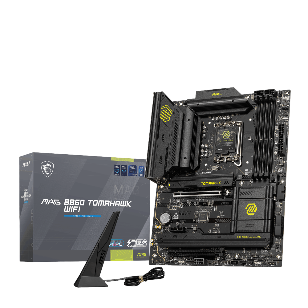 MSI MAG B860 TOMAHAWK WIFI 9200MHz OC DDR5 Soket 1851 M.2 USB4 Thunderbolt4 HDMI DP ATX Anakart