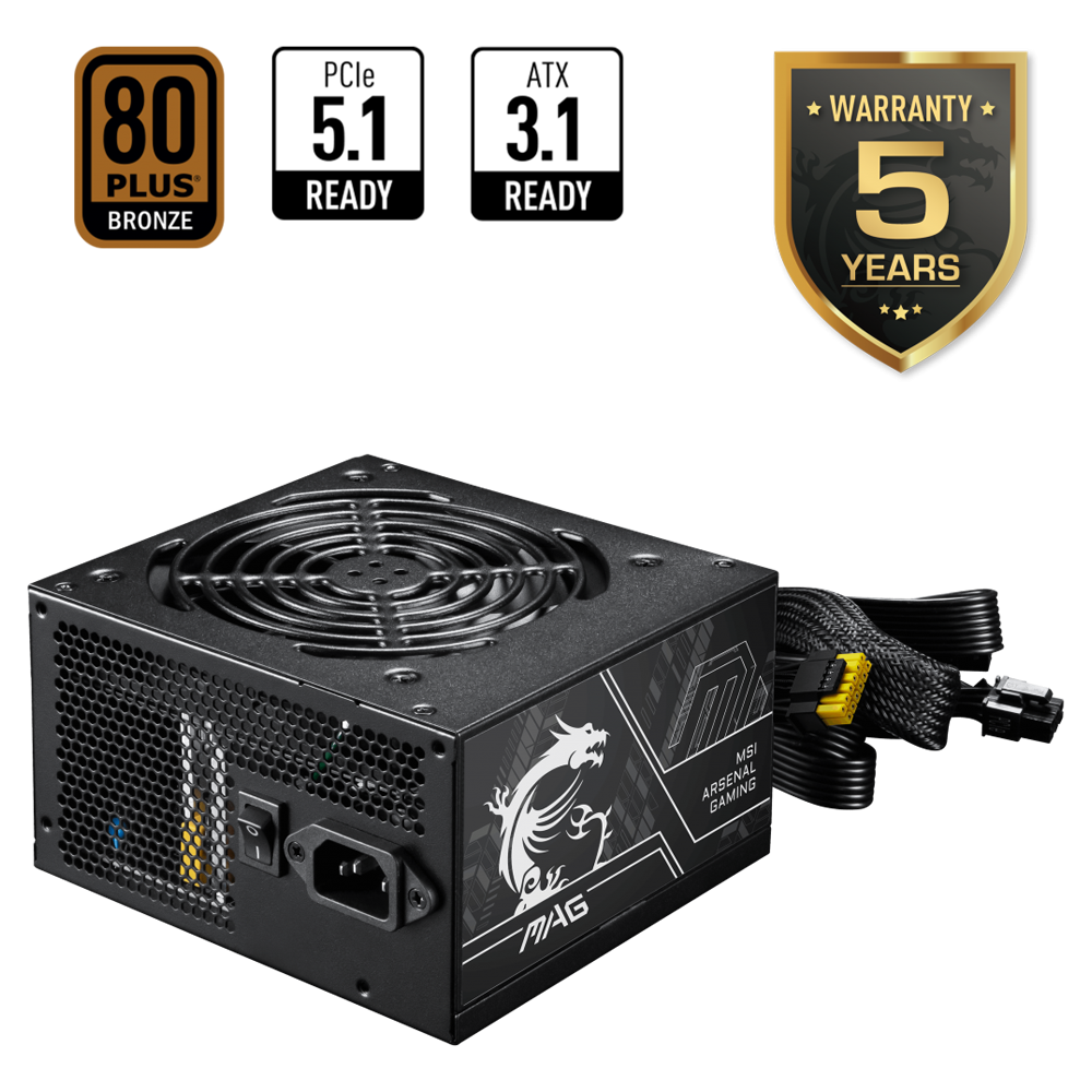 MSI MAG FORGE 121A B75 PCIE5 II 750W 80+ Bronze Tempered Glass RGB Siyah ATX Bilgisayar Kasası