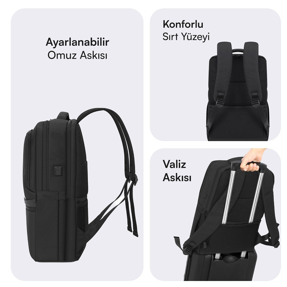 MACK Office Pro-4 Eco 16" Siyah Notebook Sırt Çantası