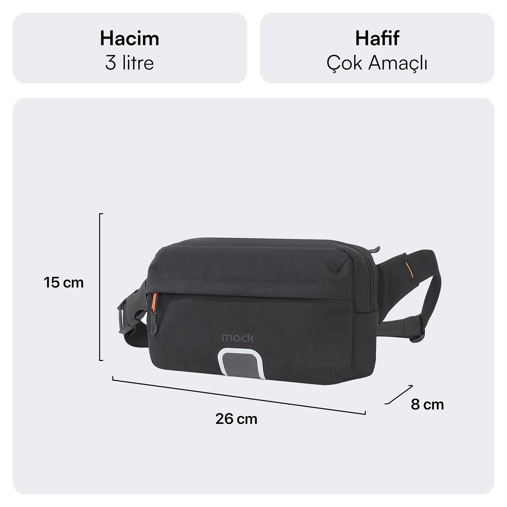 MACK Explor Crossbody Siyah Seyahat Çantası