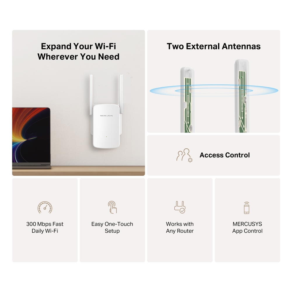 Mercusys ME12 300 Mbps WIFI Menzil Genişletici