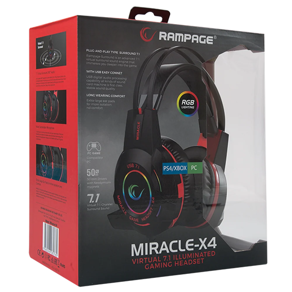 Rampage Miracle-X4 RGB 7.1 Mikrofonlu Gaming Kulaklık