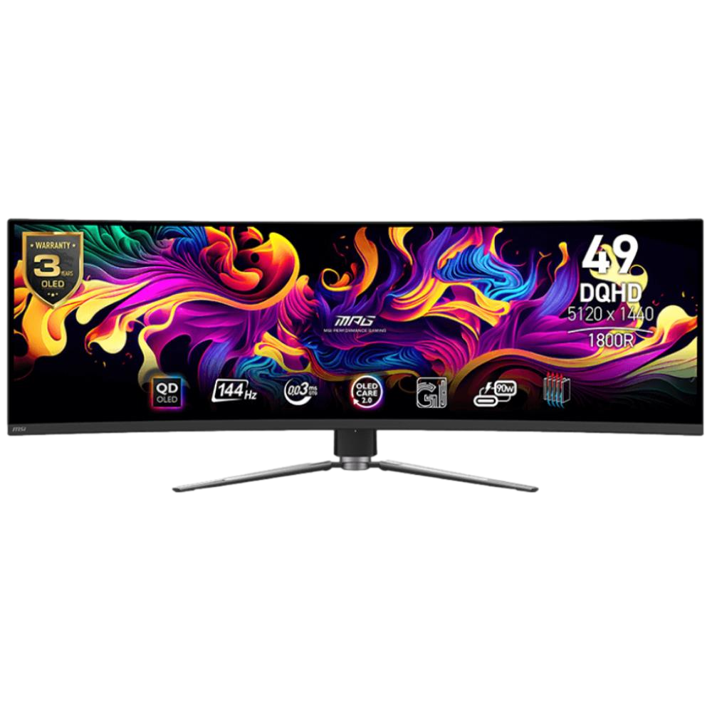 MSI 49" MPG 491CQP QD-OLED 144Hz 0.03ms(GtG) HDMI DP Type-C 90W USB 2.0 HDR400 AdaptiveSync DQHD QD-OLED Curve 1800R Gaming Monitör
