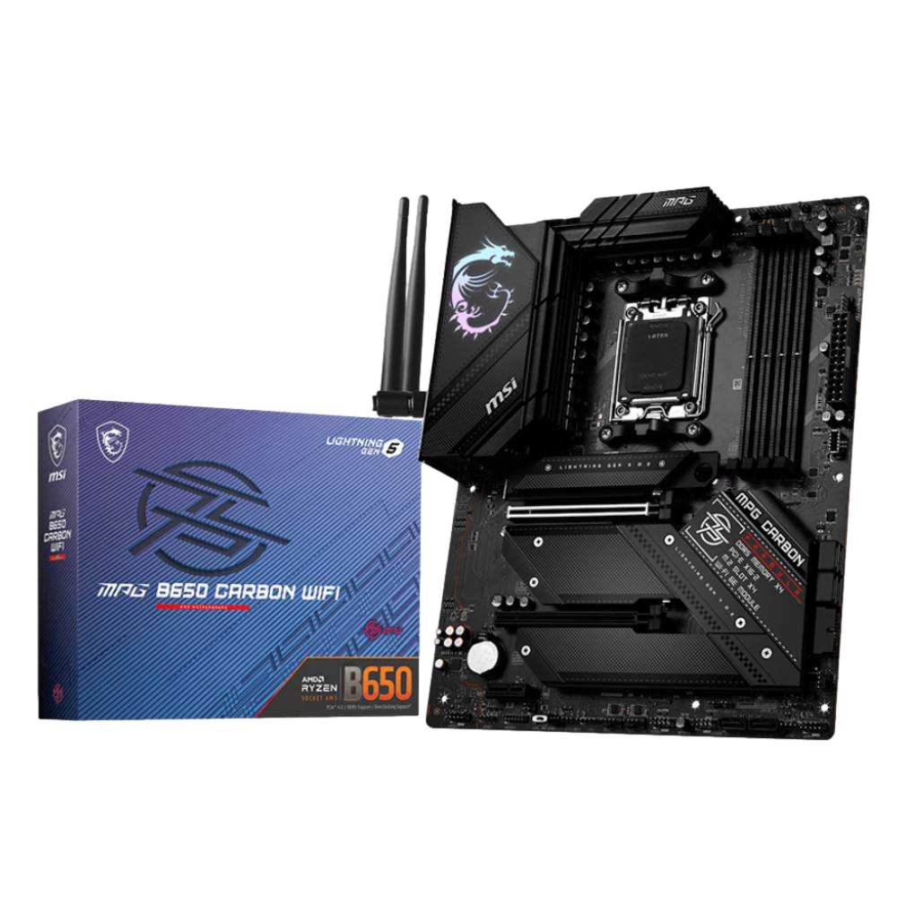 MSI MPG B650 CARBON WIFI 6600(OC) DDR5 Soket AM5 HDMI DP M.2 USB 3.2 ATX Anakart görsel 1
