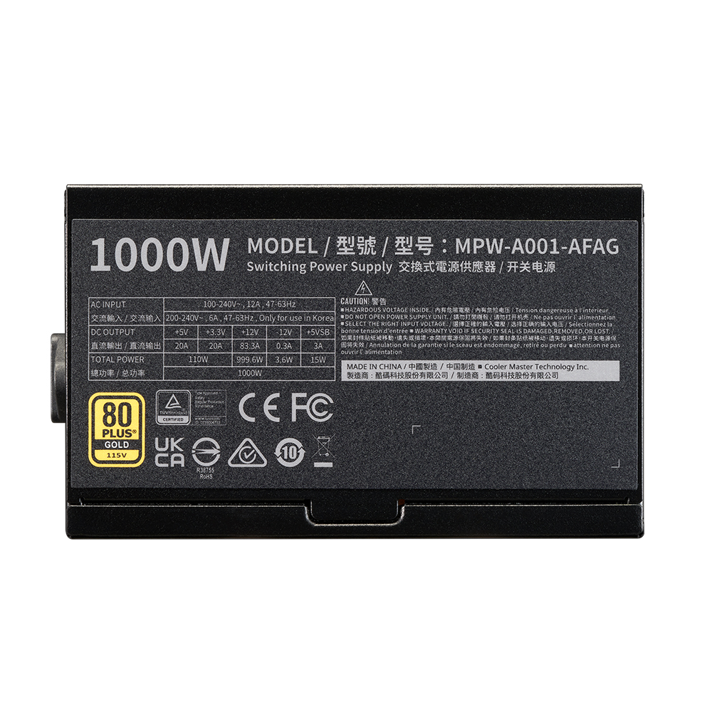 Cooler Master Elite 1000W 80+ Gold Full Modüler ATX 3.0 Gen 5.0 120mm Fanlı PSU