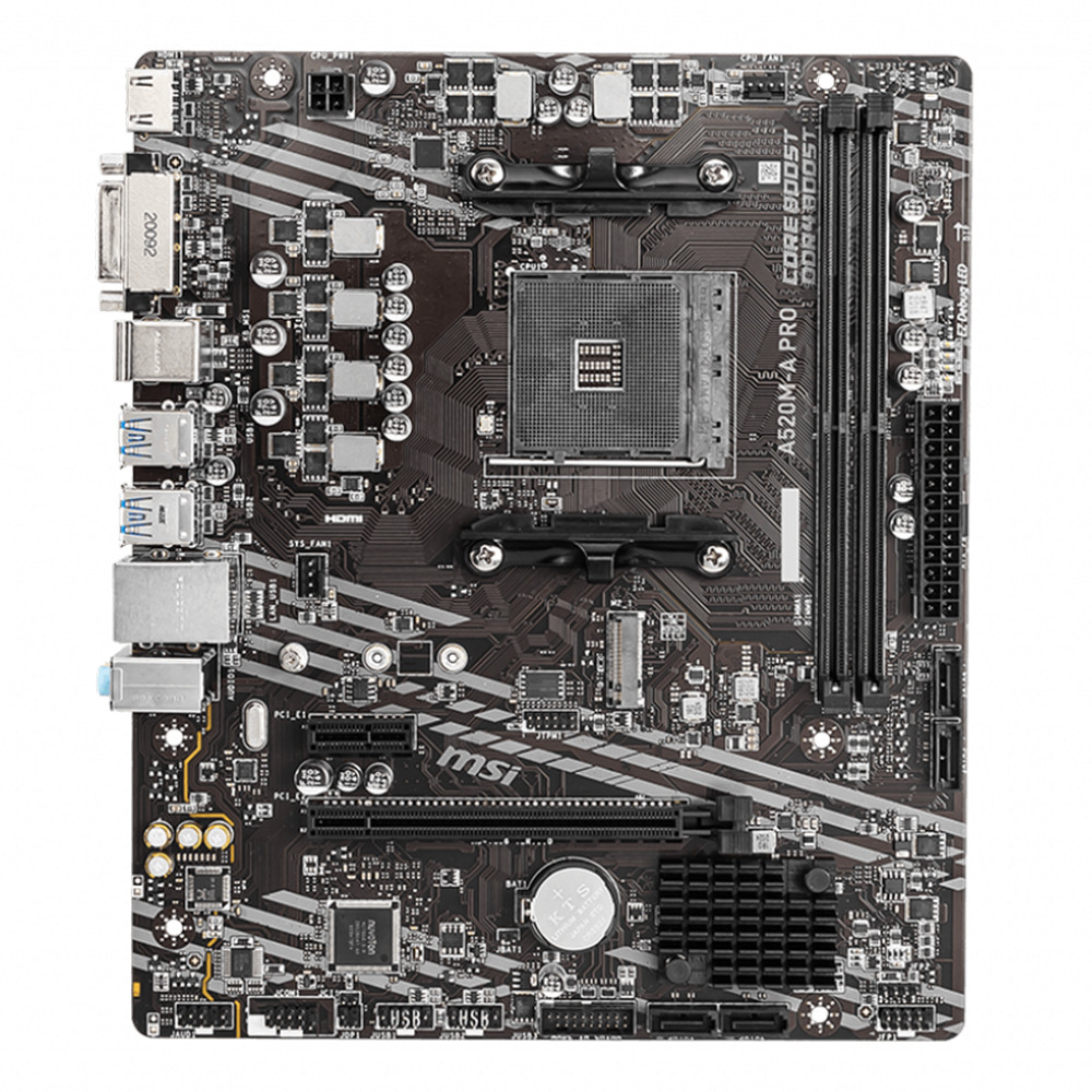 MSI A520M-A PRO 4600MHz(OC) DDR4 Soket AM4 M.2 HDMI DVI mATX Anakart