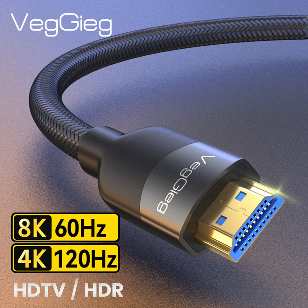VegGieg Premium 4K 60Hz HDCP ARC HDR Örgülü HDMI 2.1 Kablo 20 Metre