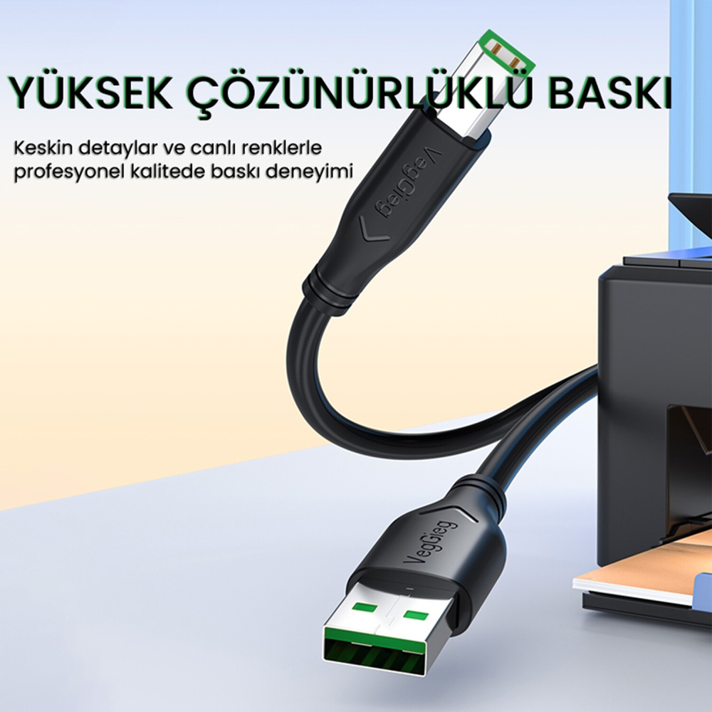 VegGieg USB B Printer Tarayıcı Yazıcı Data Kablosu 1.5 Metre