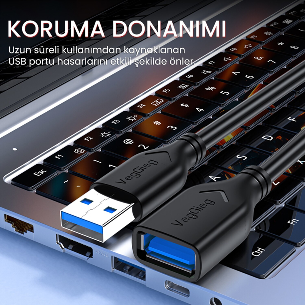 VegGieg USB 3.0 Uzatma Kablosu  3 Metre 