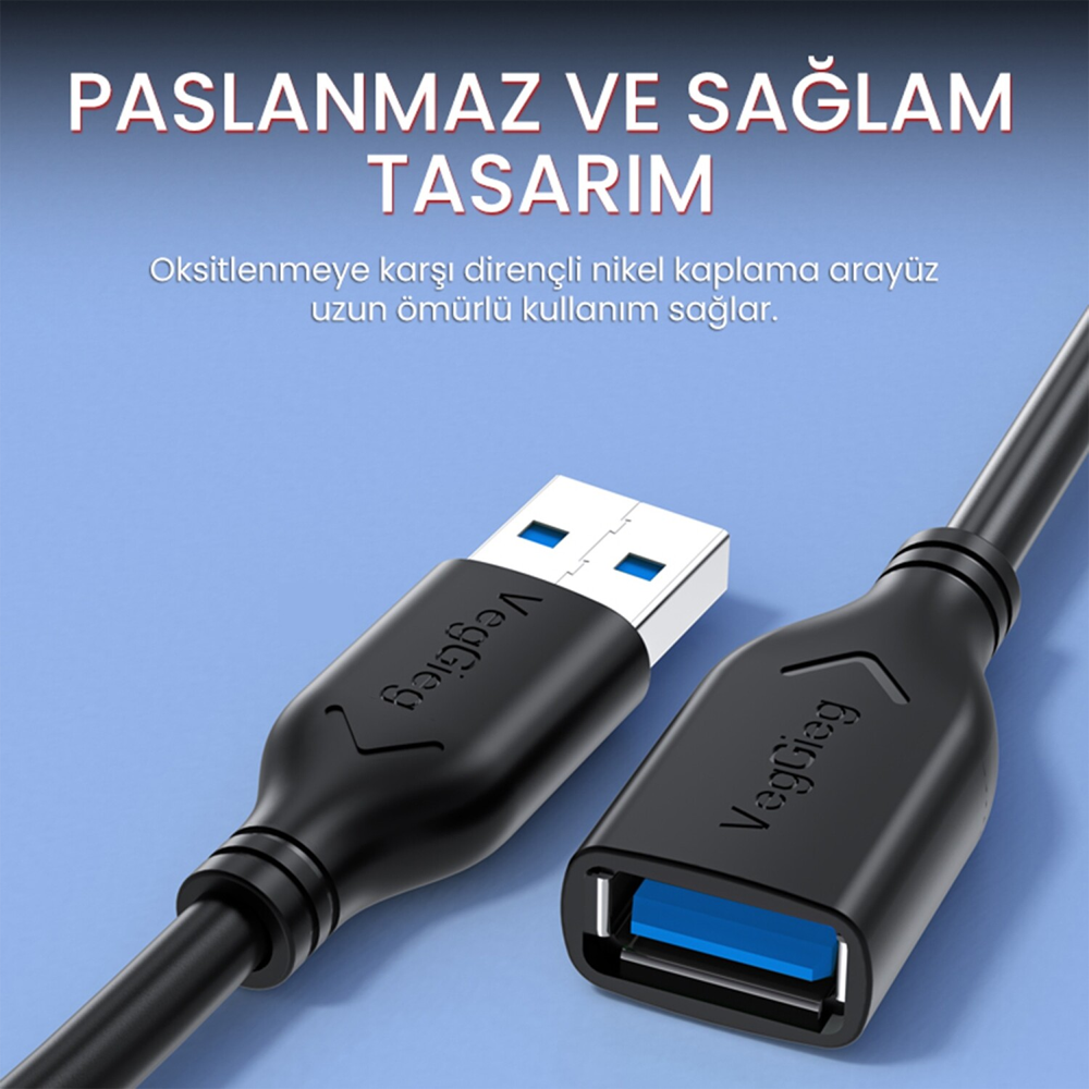 VegGieg USB 3.0 Uzatma Kablosu  3 Metre 