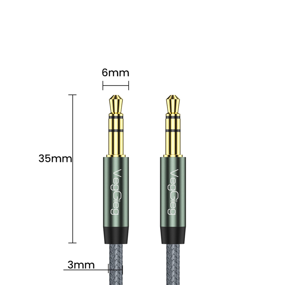 VegGieg 3.5mm Jack TRS Hi-Fi Örgülü AUX Ses Kablosu 2 Metre