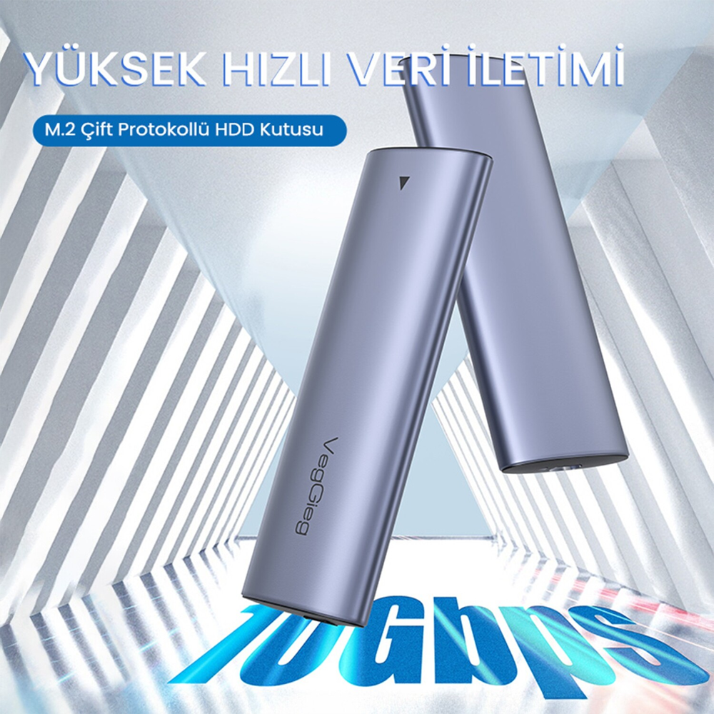 VegGieg 10Gbps USB 3.1 GeN2 M.2 SATA NGFF NVME SSD Disk Kutusu
