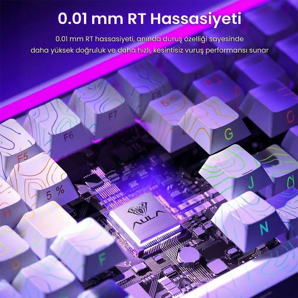 Aula Hero 84 HE Black King Switch Hot Swap TKL RGB Neon Beyaz Kablolu Gaming Klavye