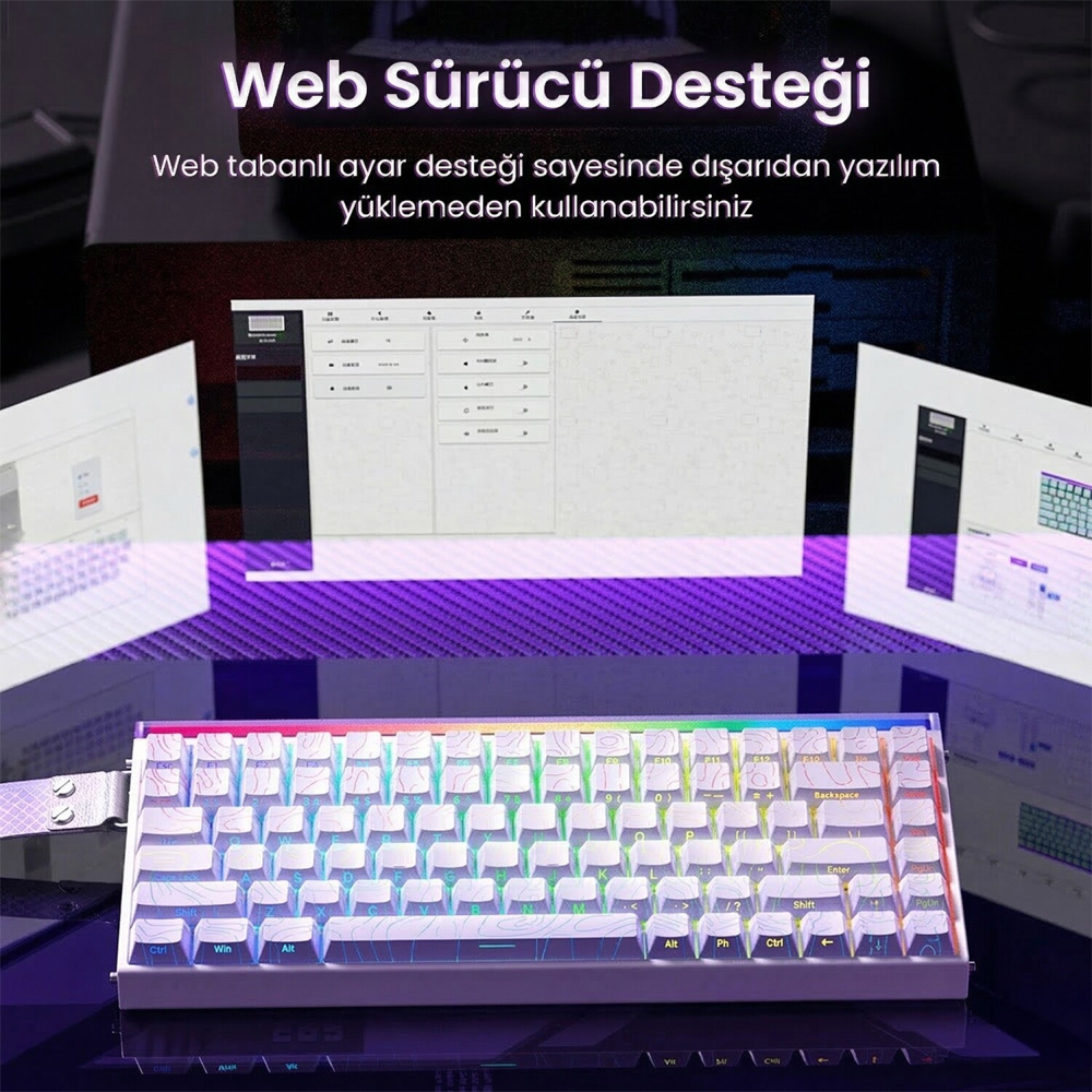 Aula Hero 84 HE Black King Switch Hot Swap TKL RGB Neon Beyaz Kablolu Gaming Klavye