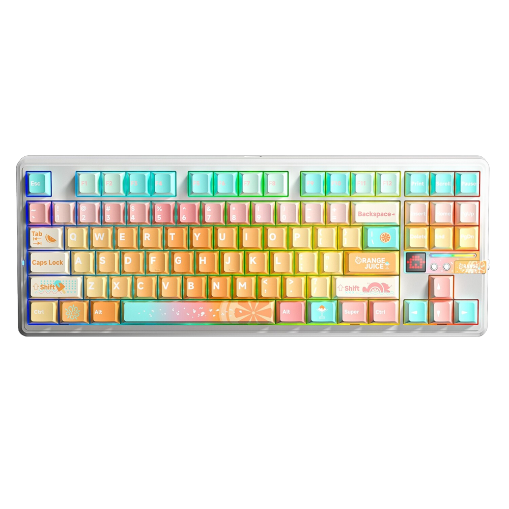 Aula F87 Pro V2 RGB Mekanik TKL Meteor İce Cream Switch Turuncu Kablosuz Gaming Klavye