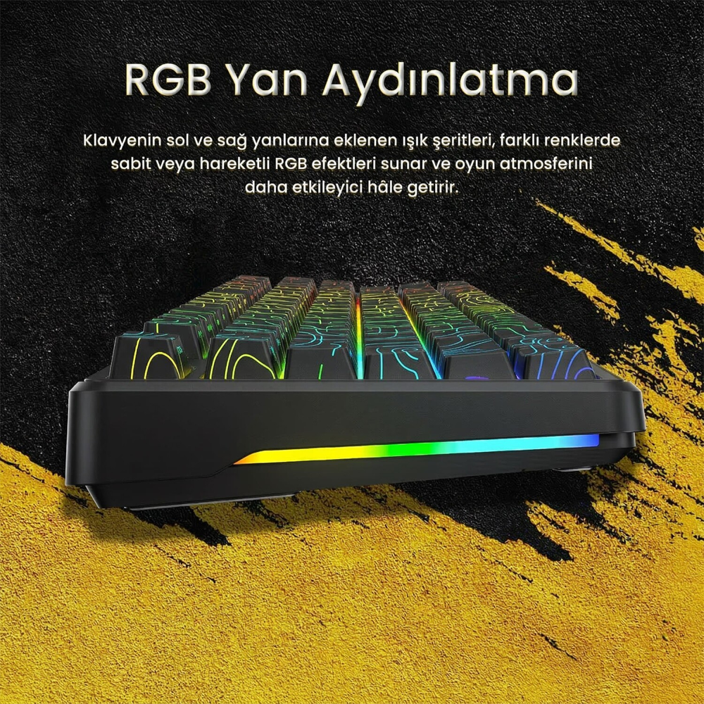 Aula F87 Pro RGB Hot Swap Mekanik TKL Kayhua İntelligent Switch Siyah Kablosuz Gaming Klavye