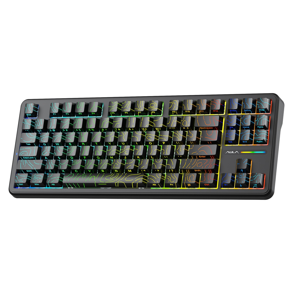 Aula F87 Pro RGB Hot Swap Mekanik TKL Kayhua İntelligent Switch Siyah Kablosuz Gaming Klavye