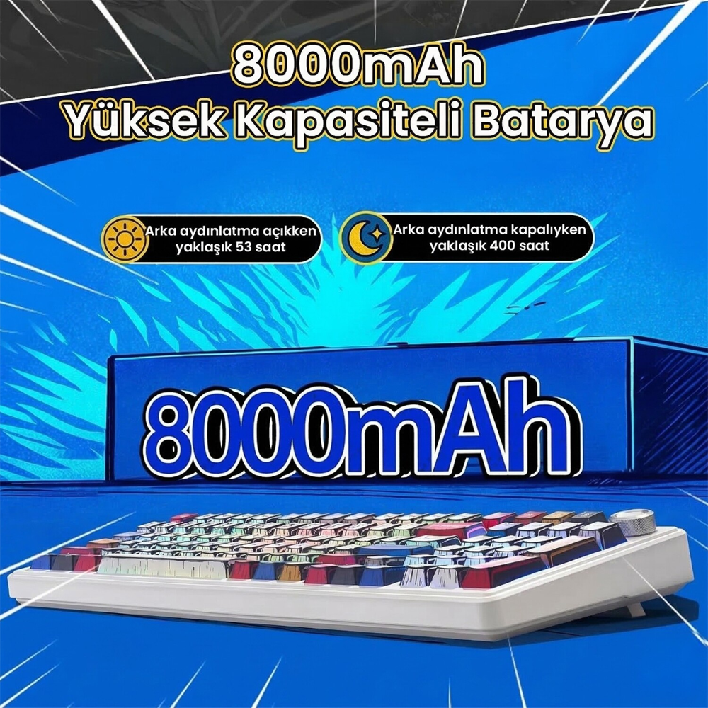 Aula F99 Pro 3 Modlu RGB Hot Swap Mekanik Star Vector Switch Comic Kablosuz Gaming Klavye