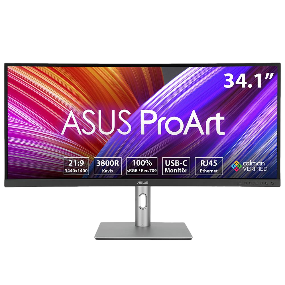 ASUS 34" ProArt Display PA34VCNV 60Hz 5ms GtG HDMI DP USB3.2 RJ45 HDR10 3800R Curved WQHD IPS Monitör 