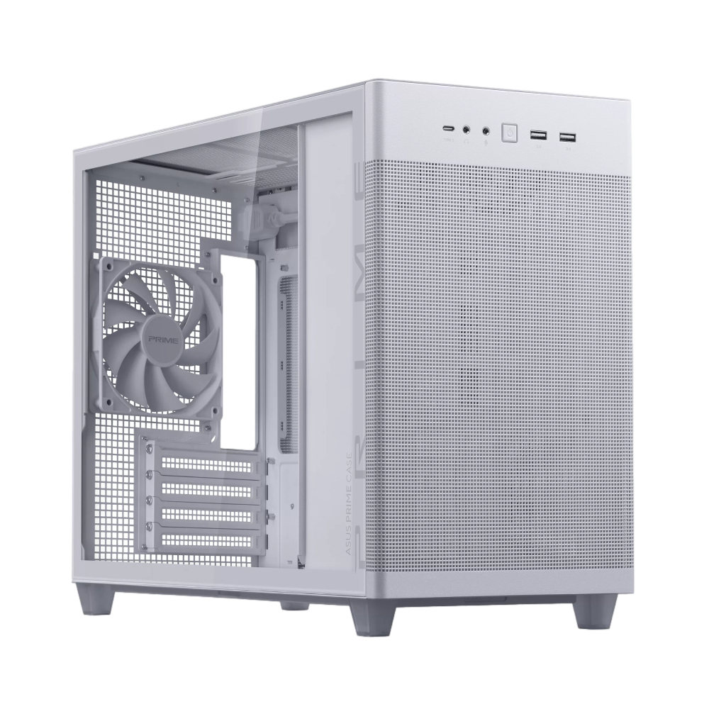 ASUS Prime AP201 Temperli Cam USB 3.2 Type-C Beyaz MicroATX Small Tower Kasa görsel 1