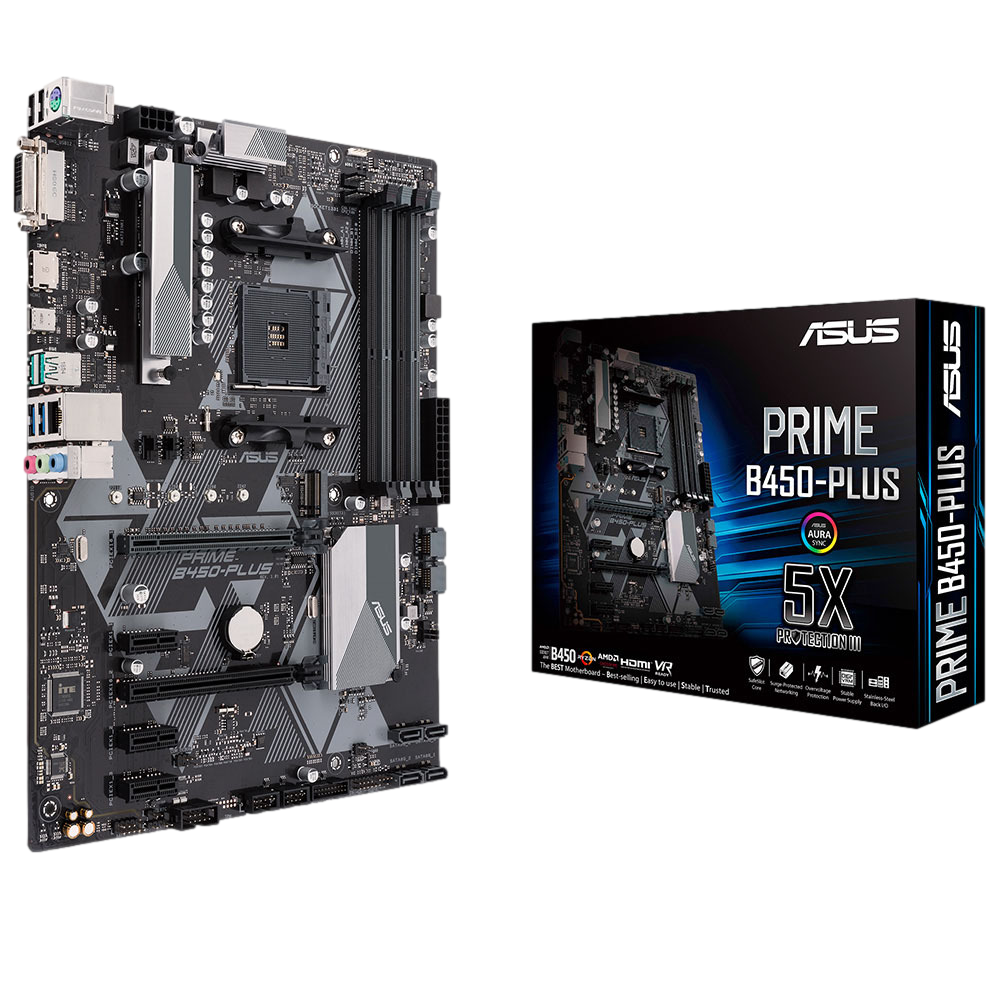 ASUS PRIME B450-PLUS 4400MHz OC DDR4 Soket AM4 M.2 DVI HDMI ATX Anakart görsel 1